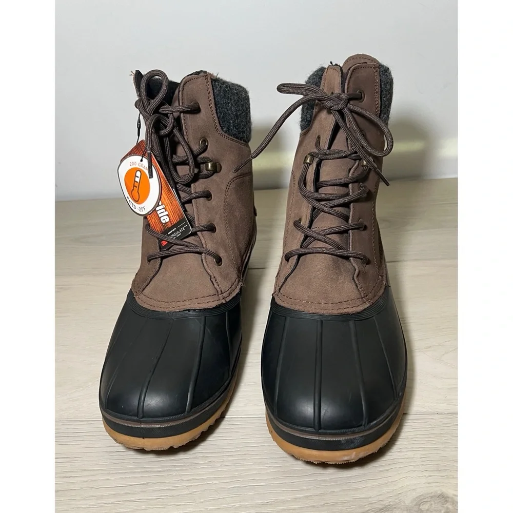 NORTHSIDE ELEMENTS Mens Lace Up Dark Brown Braedan Waterproof Boots Sz 13